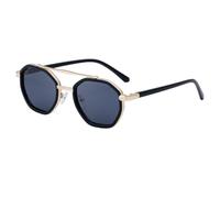 MUTYNE Lunettes de soleil polygonales pour homme, monture en métal, double faisceau rétro, protection solaire UV400 (C1)