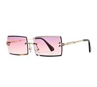 MUTYNE Lunettes de soleil rectangulaires sans monture pour femmes Lunettes de soleil carrées sans cadre à la mode pour hommes Lunettes ultralégères UV400 Unisexe, C4 Gradient Purple, Taille unique