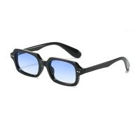 MUTYNE Lunettes de soleil rectangulaires tendance pour hommes, style rétro, rivets, verres UV400, dégradé de couleurs (noir et bleu dégradé)