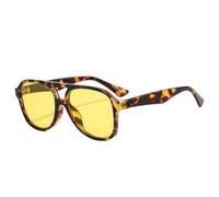 MUTYNE Lunettes de soleil rétro à double pont pour femme, style pilote, verres tendance, UV400, motif léopard (jaune léopard)