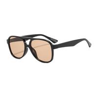MUTYNE Lunettes de soleil rétro à double pont pour femme, style pilote, verres UV400, style léopard (noir champagne)