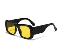 MUTYNE Lunettes de soleil rétro à monture carrée pour femmes, tendance, pour l'extérieur, les voyages, le luxe, UV400 (noir et jaune)