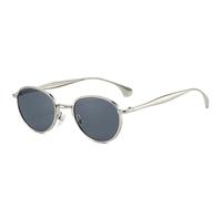 MUTYNE Lunettes de soleil rétro à monture ronde en métal pour femmes, tendance, luxe, classiques, pour hommes, conduite en plein air, UV400 (gris argenté)