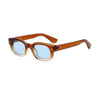 MUTYNE Lunettes de soleil rétro carrées couleur bonbon pour femmes, tendance, rivets, hommes, nuances léopard, UV400 (dégradé bleu thé)