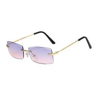 MUTYNE Lunettes de soleil rétro carrées sans monture en métal pour femmes et hommes, verres de soleil de luxe, pour l'extérieur, les voyages, la conduite, UV400 (doré, violet, rose)
