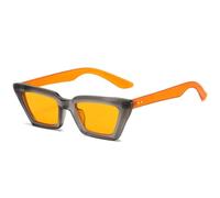 MUTYNE Lunettes de soleil rétro œil de chat à petite monture pour femmes et hommes, rivets tendance, sports de plein air, voyage, UV400 (orange)