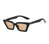 MUTYNE Lunettes de soleil rétro œil de chat à petite monture pour femmes et hommes, rivets tendance, sports de plein air, voyage, UV400 (thé noir)