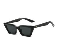 MUTYNE Lunettes de soleil rétro œil de chat à petite monture pour femmes et hommes, rivets tendance, sports de plein air, voyage, UV400 (noir et gris)
