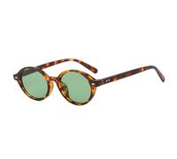 MUTYNE Lunettes de soleil rétro ovales pour femmes, petites, tendance, couleur bonbon, UV400, rivets, style punk (vert léopard)