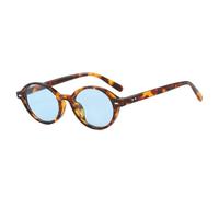 MUTYNE Lunettes de soleil rétro ovales pour femmes, petites, tendance, couleur bonbon, UV400, rivets, style punk (bleu léopard)