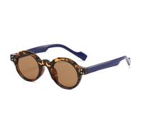MUTYNE Lunettes de soleil rondes classiques pour femmes et hommes, rivets, adaptées à un usage quotidien, protection UV400 (Leopard Tea)
