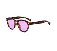 MUTYNE Lunettes de soleil rondes rétro pour femmes, teintes rose pour ongles, protection UV400, lunettes de soleil tendance pour hommes, couleur bonbon (violet léopard).