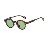 MUTYNE Lunettes de soleil rondes rétro pour femmes, verres dégradés tendance, UV400, style punk, pour hommes (vert léopard)