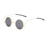 MUTYNE Lunettes de soleil rondes vintage hippies pour femmes et hommes, lunettes de soirée UV400, monture légère (or et gris)