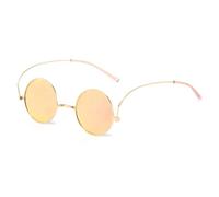 MUTYNE Lunettes de soleil rondes vintage hippies pour femmes et hommes, lunettes de soirée UV400, monture légère (or et rose)