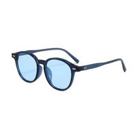 MUTYNE Lunettes de soleil rondes vintage style punk pour femmes, verres transparents, verres UV400, tendance, bleu foncé