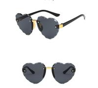 MUTYNE Lunettes de Soleil sans Monture en Forme de Coeur Lunettes de Soleil en Forme de Coeur Nuances de Voyage Lunettes de Protection UV400,Gris,Taille Unique