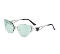 MUTYNE Lunettes de soleil sans monture pour femmes, branches métalliques incurvées, style rétro pour l'extérieur (C6)