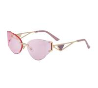 MUTYNE Lunettes de soleil sans monture pour femmes, branches métalliques incurvées, style rétro pour l'extérieur (C8)