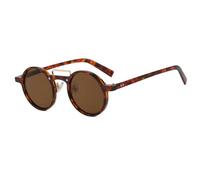 MUTYNE Lunettes de soleil tendance à monture ronde pour femmes, style punk, de luxe, pour l'été, pour les voyages, UV400 (marron léopard)