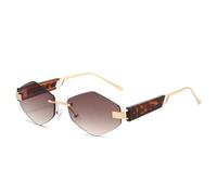 MUTYNE Lunettes de soleil tendance irrégulières sans cadre pour femmes, monture personnalisée à petite monture (GoldTea)