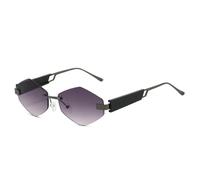 MUTYNE Lunettes de soleil tendance irrégulières sans cadre pour femmes, monture personnalisée à petite monture (GunGray)
