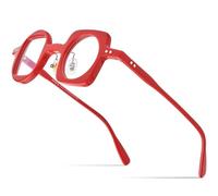 MUTYNE Lunettes en acétate Monture Femmes Carré Droit Lunettes Rondes Hommes Lunettes Lunettes, Rouge, Taille Unique