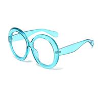 MUTYNE Lunettes rondes surdimensionnées de couleur bonbon pour femmes, monture transparente pour hommes, bleu