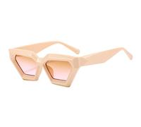 MUTYNE Mode rétro polygone oeil de chat noir lunettes de soleil femmes Punk nuances UV400 hommes Cateye lunettes de soleil lunettes, beige, taille unique