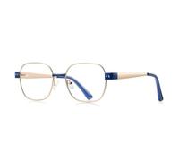 MUTYNE Monture de lunettes carrée en métal tendance avec charnière à ressort et protection UV400 (bleu doré)