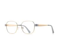 MUTYNE Monture de lunettes carrée en métal tendance avec charnière à ressort et protection UV400 (gris doré)