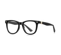 MUTYNE Monture de lunettes rétro à rivets et charnière à ressort UV400 (noir doré)