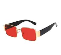 MUTYNE Petites lunettes de soleil carrées style punk pour femmes, style rétro, pour hommes, pour l'extérieur, pour la conduite, unisexes, UV400 (doré et rouge)