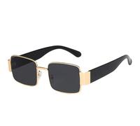 MUTYNE Petites lunettes de soleil carrées style punk pour femmes, style rétro, pour hommes, pour l'extérieur, la conduite, unisexes, UV400 (doré et gris)