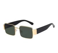 MUTYNE Petites lunettes de soleil carrées style punk pour femmes, style rétro, pour hommes, pour l'extérieur, pour la conduite, unisexes, UV400 (doré et vert)