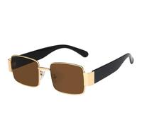 MUTYNE Petites lunettes de soleil carrées style punk pour femmes, style rétro, pour hommes, pour l'extérieur, pour la conduite, unisexes, UV400 (doré et marron)