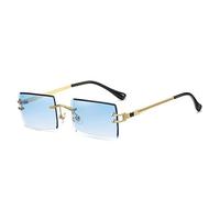 MUTYNE Rétro petit rectangle sans monture femmes lunettes de soleil mode clair océan dégradé verres UV400 hommes carré lunettes de soleil, dégradé bleu, taille unique