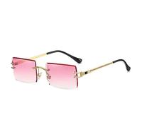 MUTYNE Rétro petit rectangle sans monture femmes lunettes de soleil mode clair océan dégradé verres UV400 hommes carré lunettes de soleil, dégradé rose, taille unique