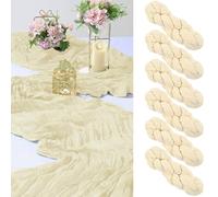 MUUKAIII 6 Pièces Chemins de Table en Beige 90 x 300cm Boho Gaze Etamine à Fromage Chemin de Table Rustique en Gaze pour décoration de Table de Mariage, Décoration D'arche de Mariage, Fête
