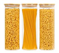 MUUKAIII Bocaux Rangement en Verre Hermétique - Lot de 3 Bocaux Rangement Cuisine avec Couvercle en Bambou - 3 x 2200ml