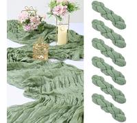MUUKAIII Lot de 6 chemins de Table Vert Sauge 90 x 300 cm - Tissu à Fromage Eucalyptus Vert Mousseline - Chemin de Table bohème pour décoration de Mariage