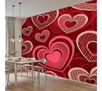 MUUKPU Papier Peint Panoramique Cœur Romantique Rêveur Tapisserie Murale Mural Pour Décoration Murale Motif Géométrique Rouge Papier Peint Chambre Enfant Stickers Cuisine 500x317cm(L x H)