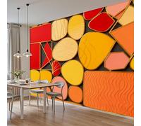 MUUKPU Papier Peint Panoramique Orange Géométrique Ovale Tapisserie Murale Mural Pour Décoration Murale Abstrait Géométrique Papier Peint Chambre Enfant Stickers Cuisine 200x140cm(L x H)