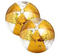 Muuoeou 2 Pièces Ballons de Plage Gonflables de 16 Pouces Balles de Piscine avec Confettis Dorés pour Piscine pour Adultes Fête d'anniversaire D'Été Or