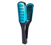 Muuoeou Brosse double face en poils de sanglier avec pince à peigne, lisseur antistatique, bleu
