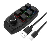 Muuoeou Clavier à Bouton Macro de Programmation PersonnaliséE USB 6 Touches Copier Coller Mini Bouton pour Clavier MéCanique de Photoshop Noir
