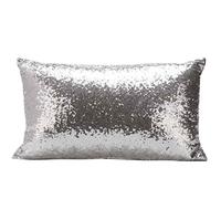 Muuoeou Housse de coussin rectangulaire, couleur à paillettes pailletées, coussin décoratif pour café, maison, voiture, housse de coussin de canapé (argenté)
