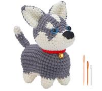 Muuoeou Kit de crochet Husky DIY avec aiguilles à tricoter, poupée en peluche, facile pour les débutants, avec suffisamment de crochets de fil