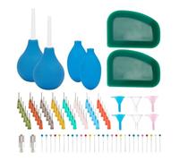 Muuoeou Kit d'outils de poterie 65 pièces, flacons applicateurs en céramique avec pointe de précision, outils de décoration, bouteilles à presser en caoutchouc avec pointes fines