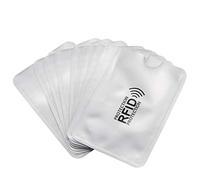 Muuoeou Lot de 10 pochettes anti-démagnétisation en aluminium - Protection RFID - Pour cartes de crédit NFC - Anti-vol - Pour carte d'identité, gris argenté